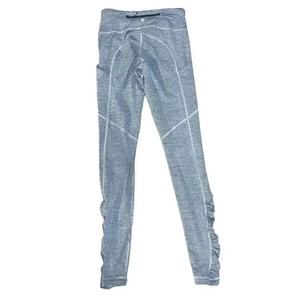 Lululemon Heathered Grey Ruched Ankle Leggings Size 4 - Picture 1 of 6